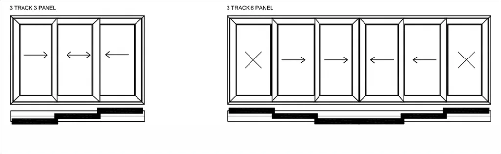 3 Track large UPVC sliding doors for living rooms 