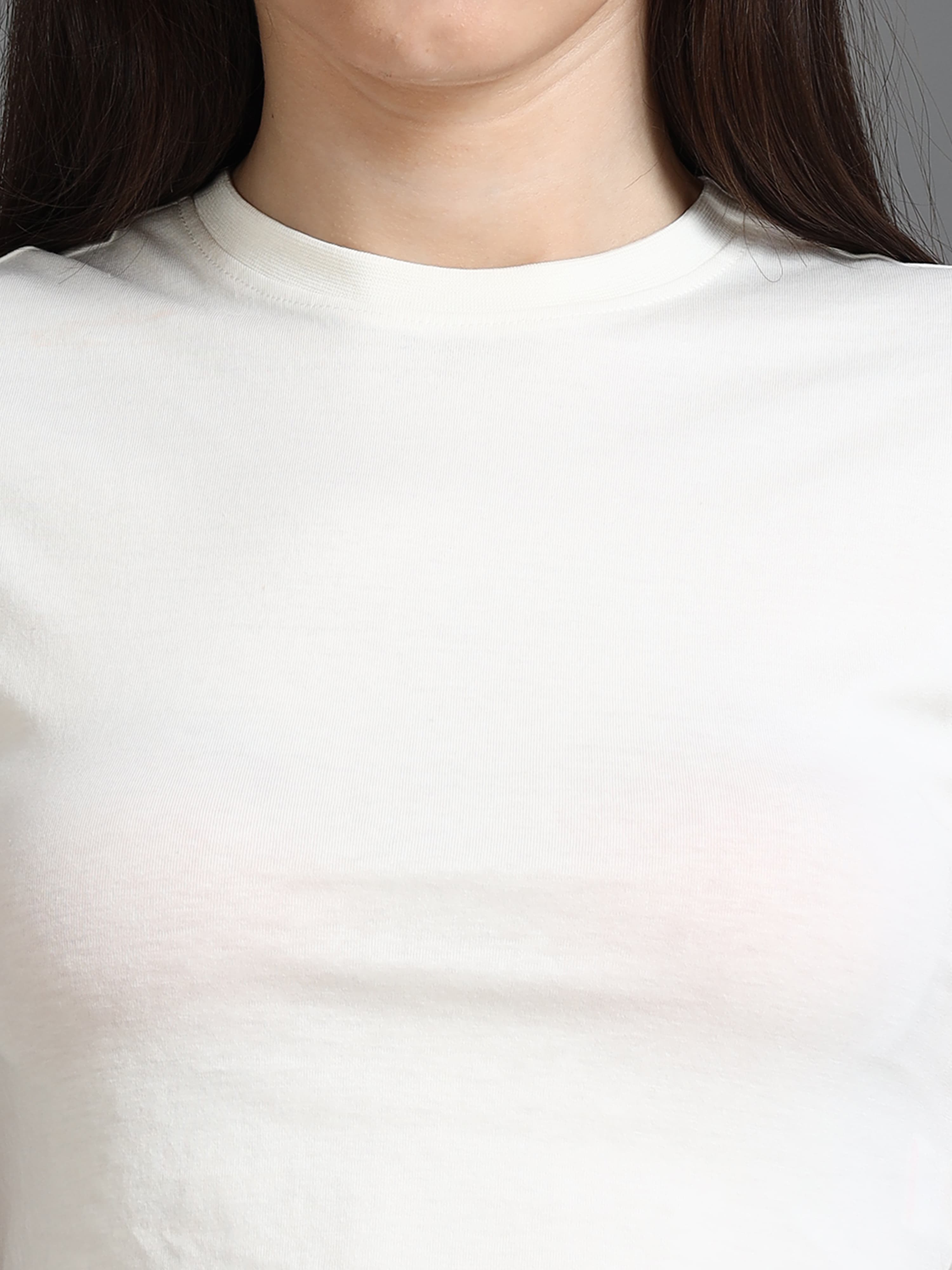 Women Cotton Plain Round Neck Half Sleeve Crop Top