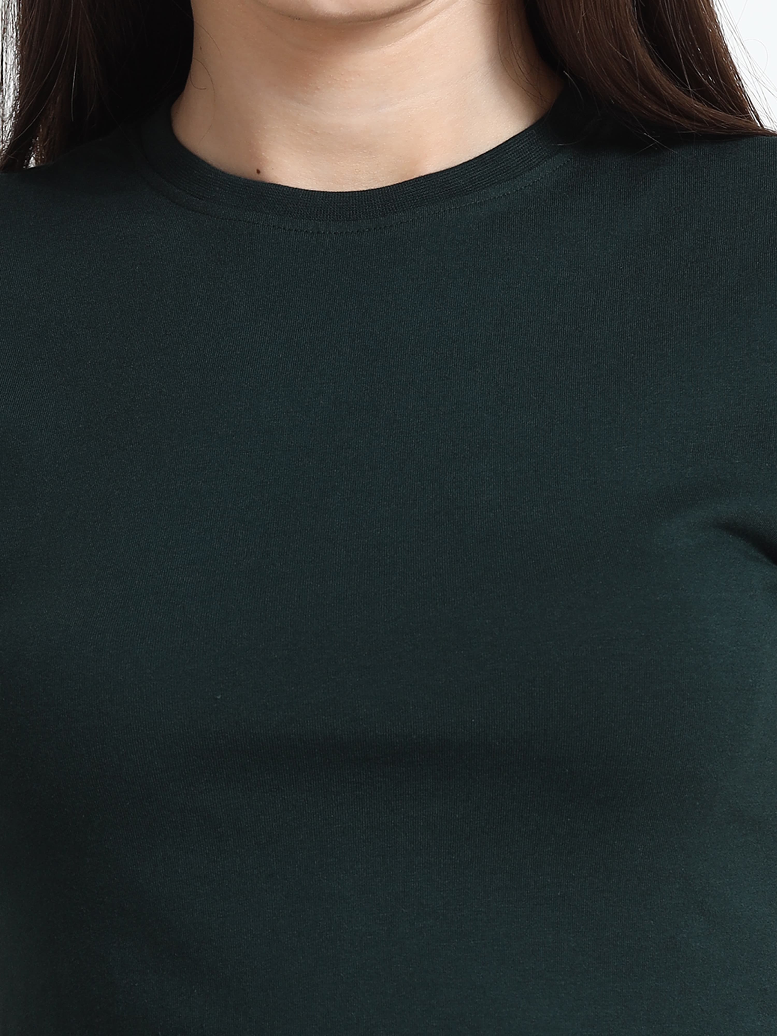 Women Cotton Plain Round Neck Half Sleeve Crop Top