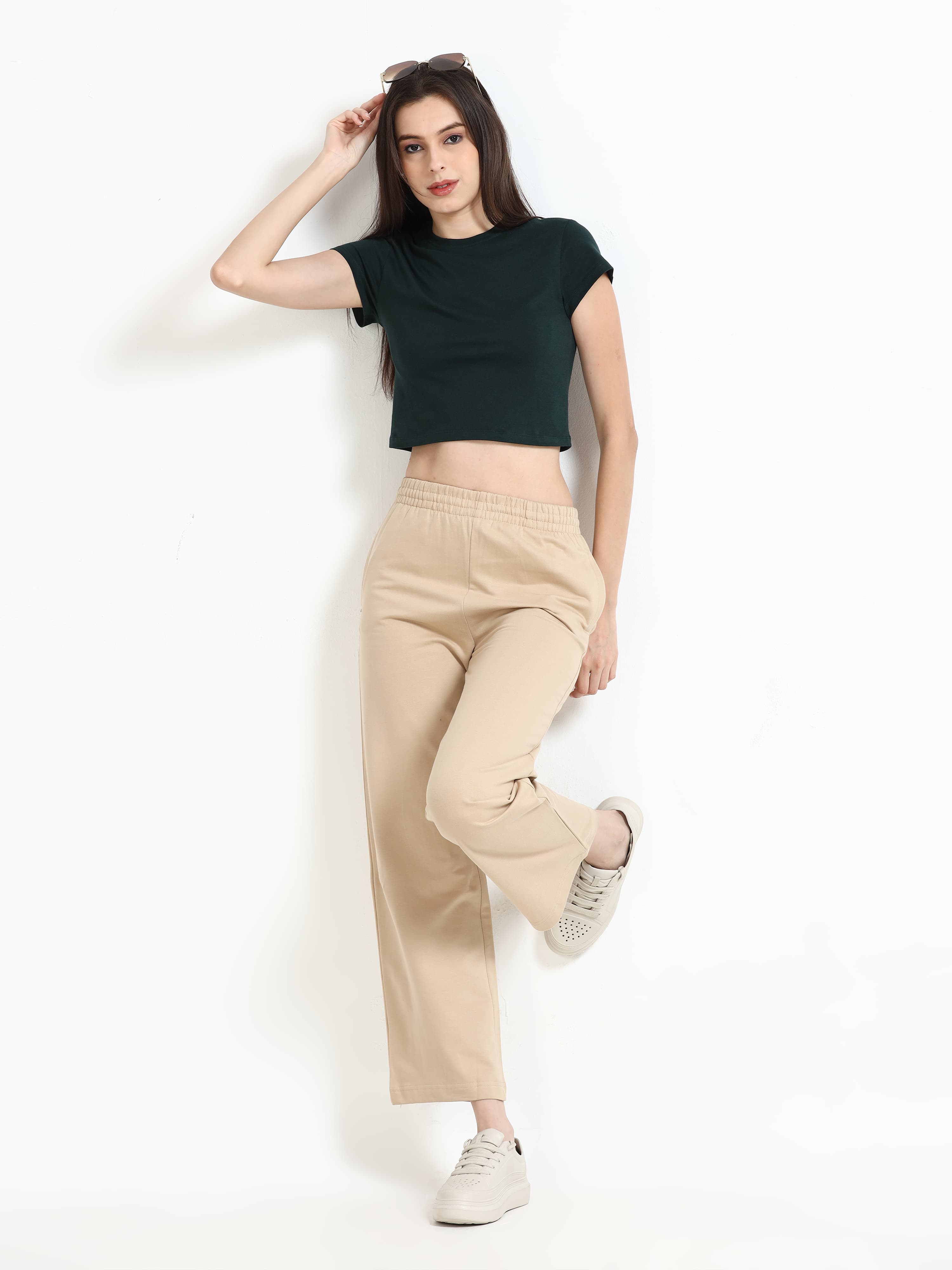 Women Cotton Plain Round Neck Half Sleeve Crop Top