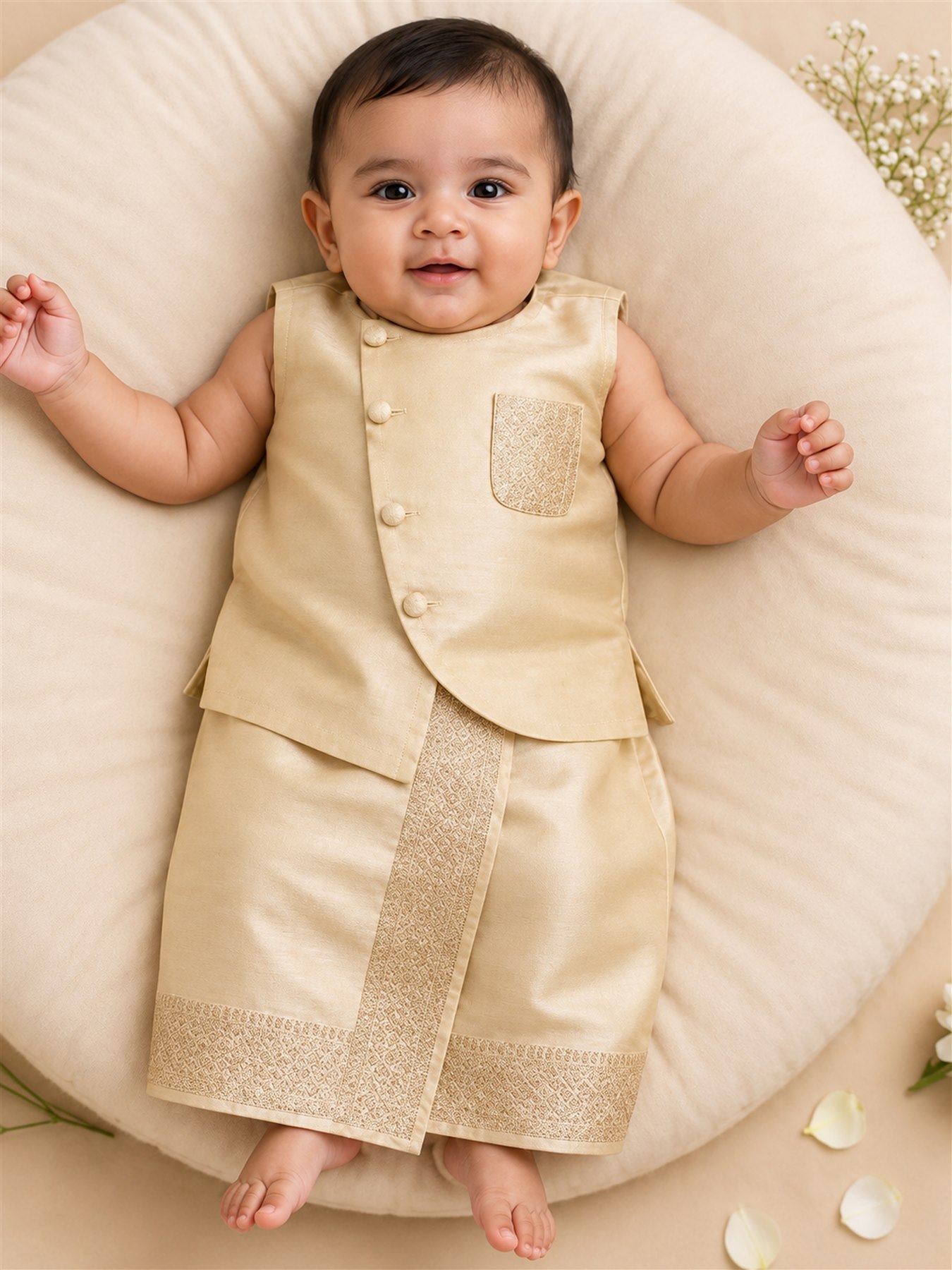 Gold Silk Jacket & Dhoti
