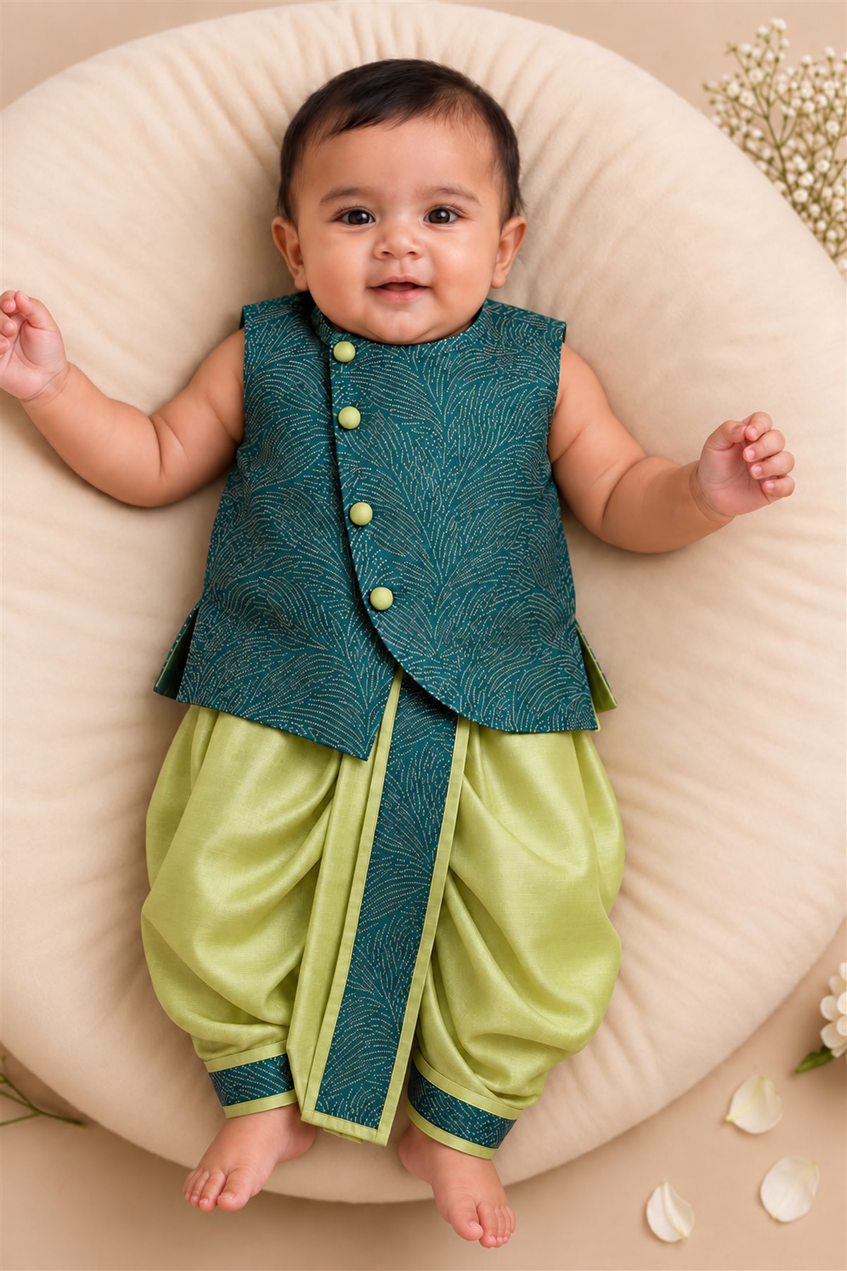 Teal Jacket & Green Dhoti