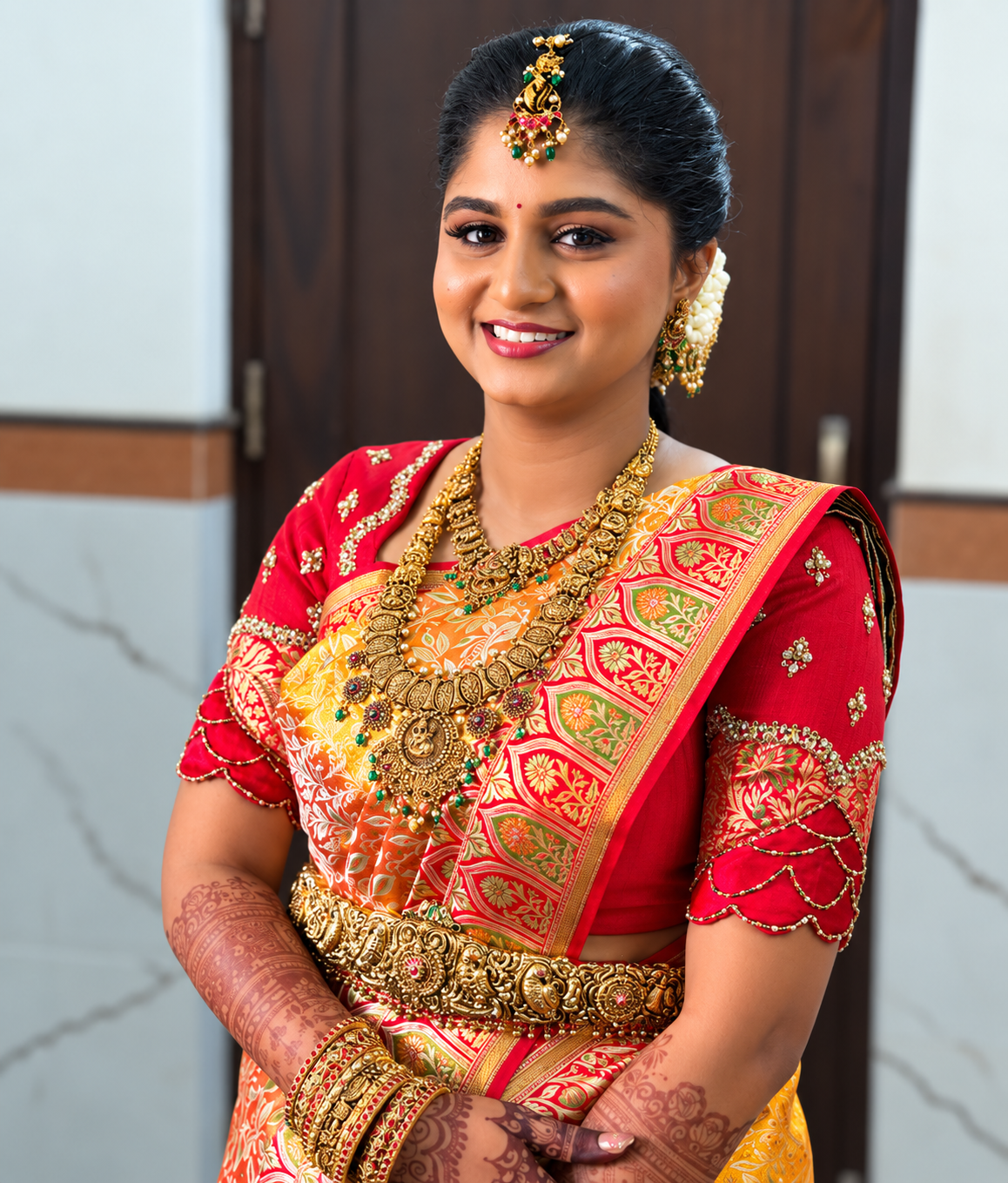 Red and Gold Bridal Silk Saree