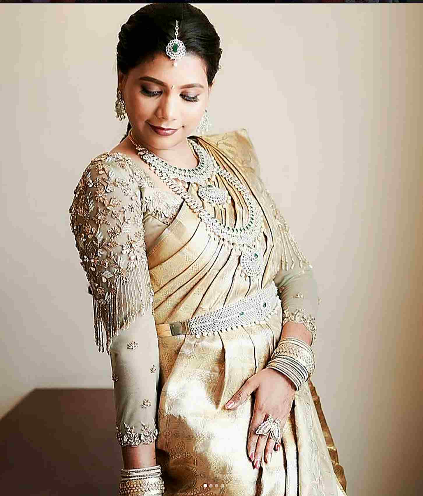 Ivory and Gold Bridal Saree