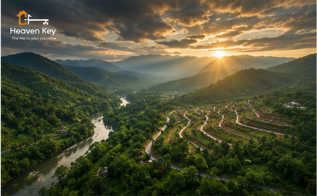 Veena river bend aerial view